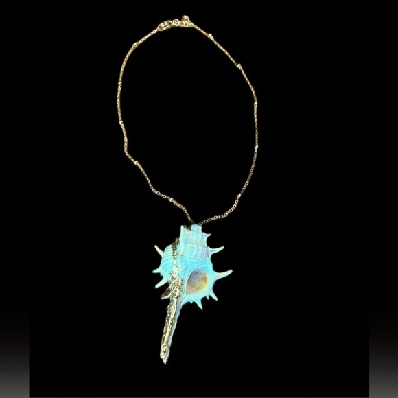 Boutique Beachy Conch Shell Pendant Necklace with Gold-Toned Cable Chain - Picture 4 of 13
